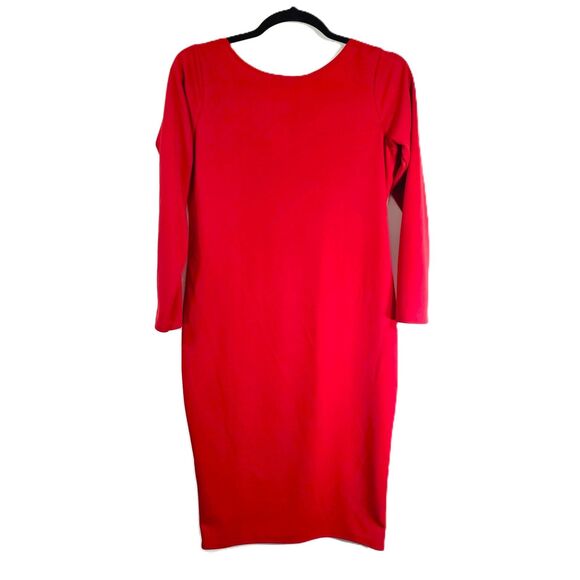PrettyLittleThing Red Bodycon Dress 22 Long Sleeve Party Holiday Date Night NWT - Picture 3 of 7
